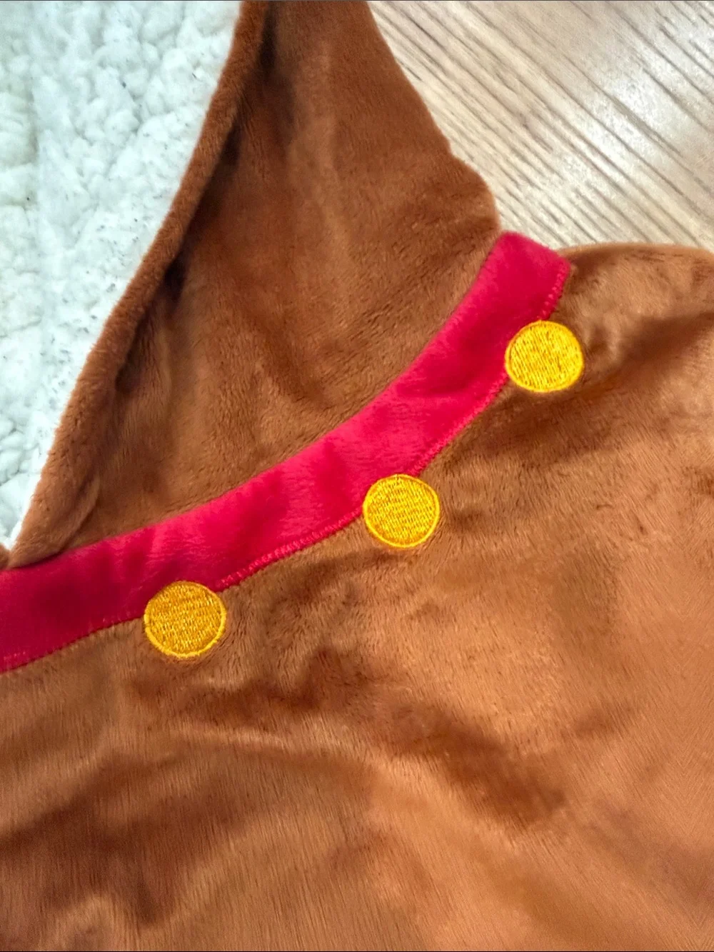 Comfy Brown Reindeer Kids Hoodie Costume with Cream Belly